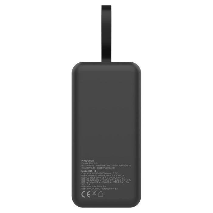 EAN 5907264119880 - Savio BA-14 batería externa Polímero de litio 50000 mAh Negro imagen 4