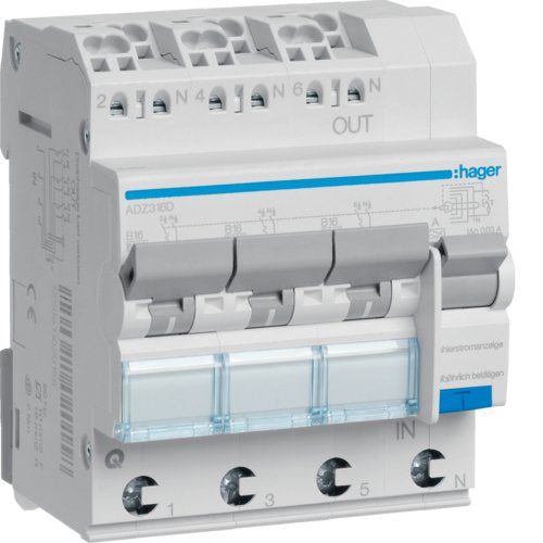 EAN 3250611020158 - Hager ADZ316D corta circuito Interruptor diferencial Tipo A 1 4 módulo(s) imagen 1