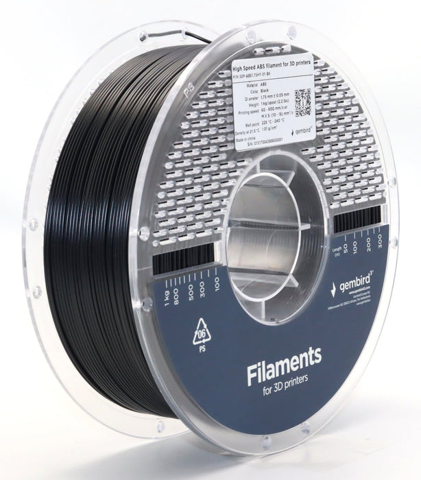 EAN 8716309131704 - Gembird 3DP-ABS1.75HY-01-BK material de impresión 3d ABS Negro 1 kg imagen 1