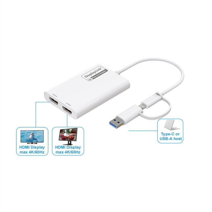 EAN 7630049634763 - ROLINE 12.03.3206 Adaptador gráfico USB 3840 x 2160 Pixeles Blanco imagen 2