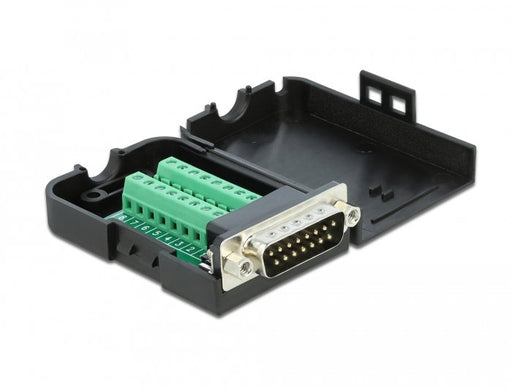 EAN 4043619665686 - DeLOCK 66568 cambiador de género para cable serial Sub-D15 16 pin terminal block Negro imagen 1