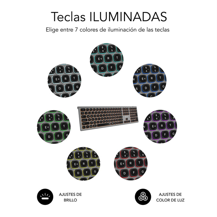EAN 8436586742669 - SUBBLIM SUBKB-3MIE310 teclado Universal RF Wireless + Bluetooth QWERTY Español Negro, Gris imagen 8