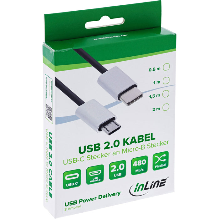 EAN 4043718260737 - InLine 35844 cable USB USB 2.0 1,5 m Micro-USB B USB C 0,48 Gbit/s Negro imagen 2