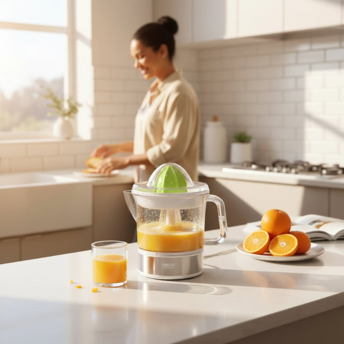EAN 5608475041709 - Haeger Perfect Juice prensa de cítricos eléctricos 0,7 L 25 W Blanco, Transparente, Plata, Verde imagen 4