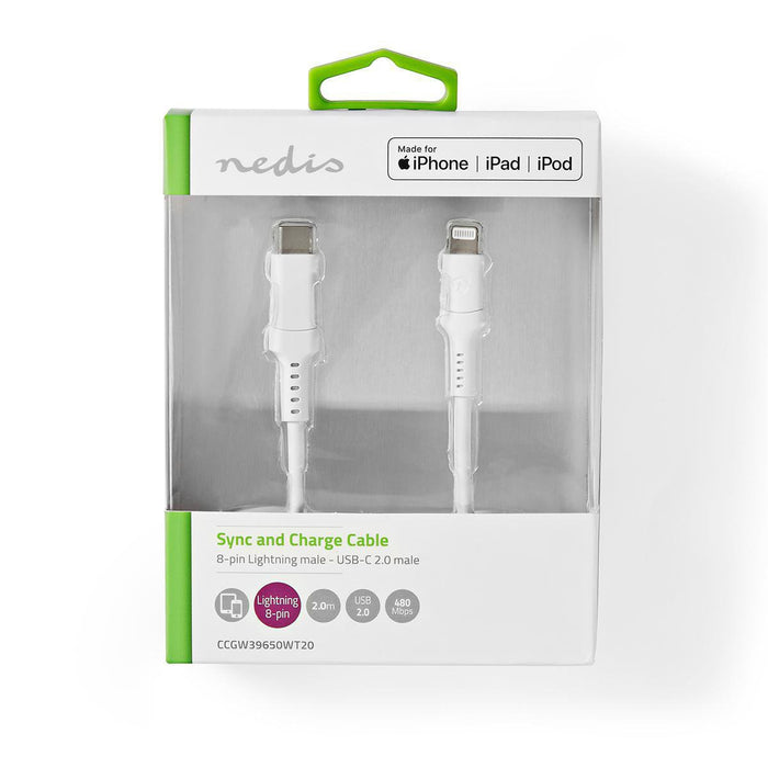 EAN 5412810315512 - Nedis CCGW39650WT20 cable de conector Lightning 2 m Blanco imagen 3