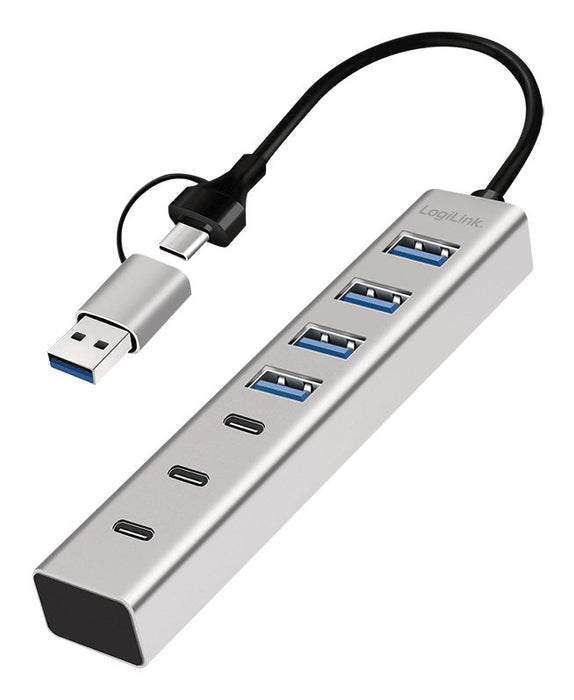 EAN 4052792076271 - LogiLink UA0442 hub de interfaz USB 3.2 Gen 1 (3.1 Gen 1) Type-A + Type-C 5000 Mbit/s Gris imagen 1