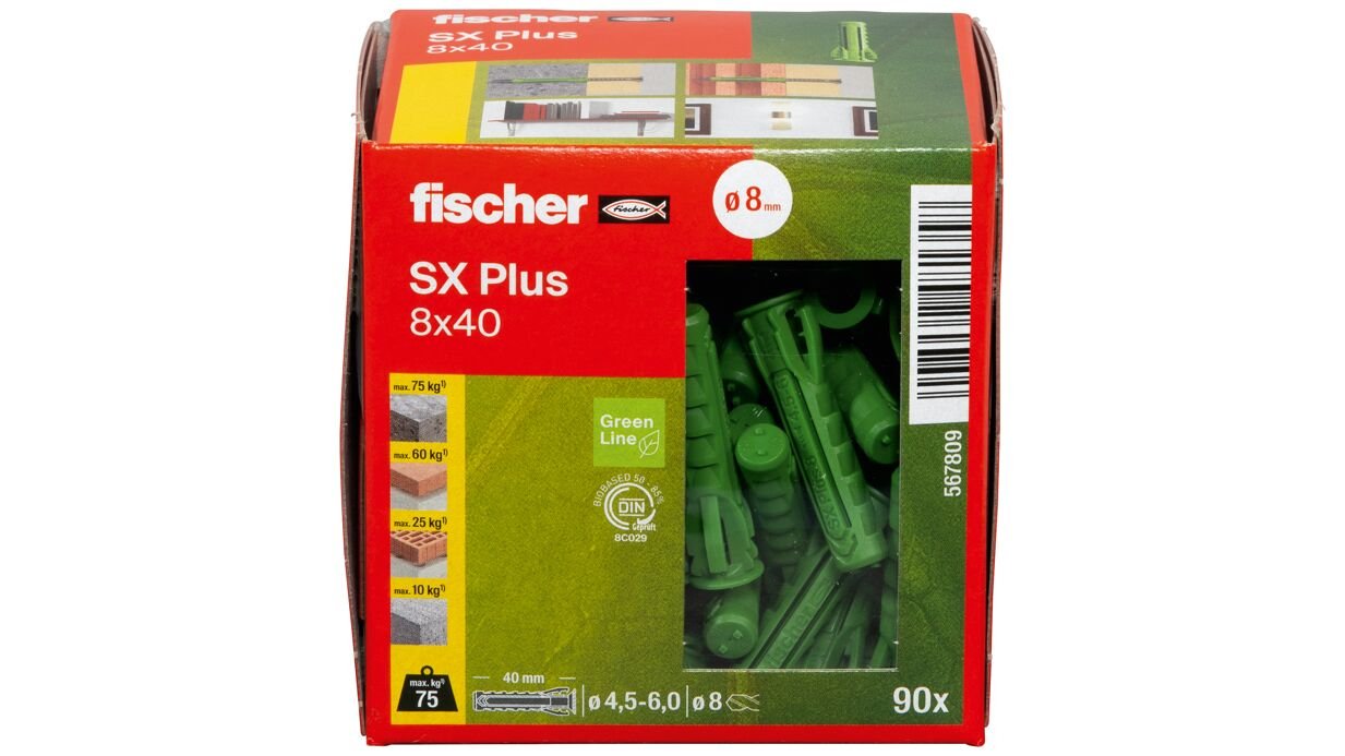 EAN 4048962481358 - Fischer 567809 tornillo de anclaje y taco 90 pieza(s) Anclaje de expansión 40 mm imagen 3