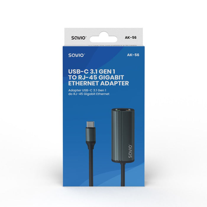 EAN 5901986047759 - Savio AK-56 Adapter USB-C 3.1 GEN 1 do RJ-45 Gigabit Ethernet USB Tipo C 1000 Mbit/s imagen 5