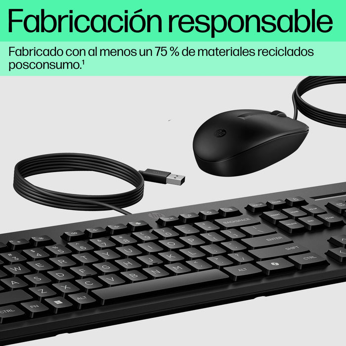 EAN 0195161118944 - HP 225 Wired Mouse and Keyboard Combo teclado Ratón incluido USB Negro imagen 5