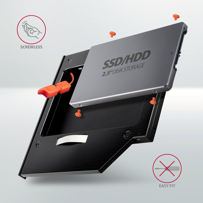 EAN 8595247906533 - Axagon RSS-CD09 2.5 SSD/HDD caddy into DVD slot 9.5 mm LED ALU tarjeta y adaptador de interfaz Interno SA imagen 4