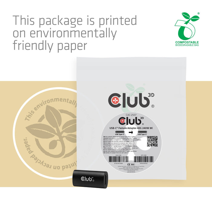 EAN 8719214473884 - CLUB3D CAC-2507 cable USB USB4 Gen 3x2 USB C 40 Gbit/s Negro imagen 9