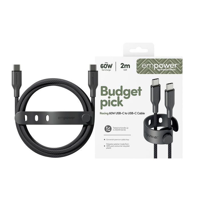 EAN 5715685027635 - PanzerGlass empower by ® Racing 60W USB-C to USB-C Cable | USB 2.0 | 2M | Space Black cable USB Negro imagen 2