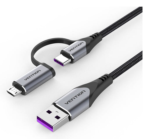 EAN 6922794752832 - Vention CQFHF cable USB USB 2.0 1 m USB A 2 x USB C/Micro-USB B 0,48 Gbit/s Negro imagen 1