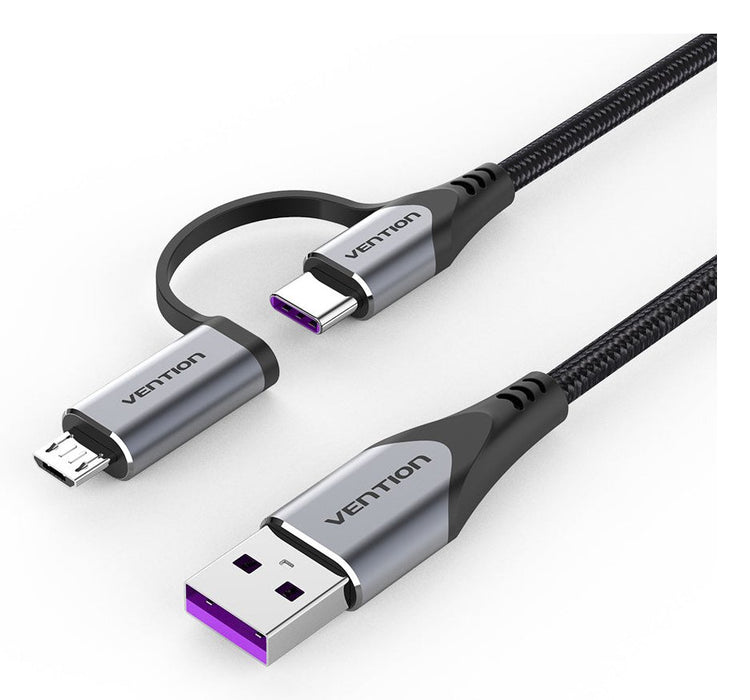 EAN 6922794752832 - Vention CQFHF cable USB USB 2.0 1 m USB A 2 x USB C/Micro-USB B 0,48 Gbit/s Negro imagen 1
