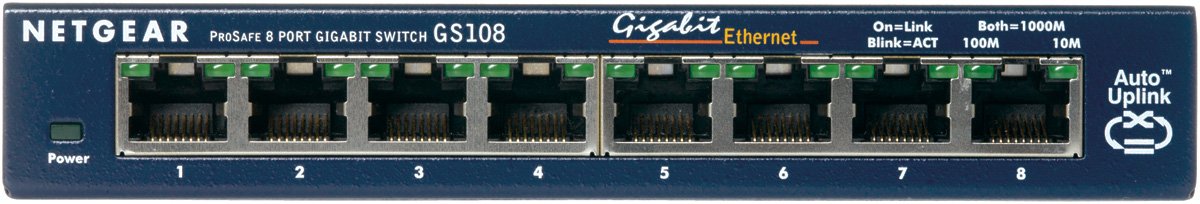 EAN 0606449025187 - NETGEAR GS108GE switch No administrado Gigabit Ethernet (10/100/1000) Azul imagen 1