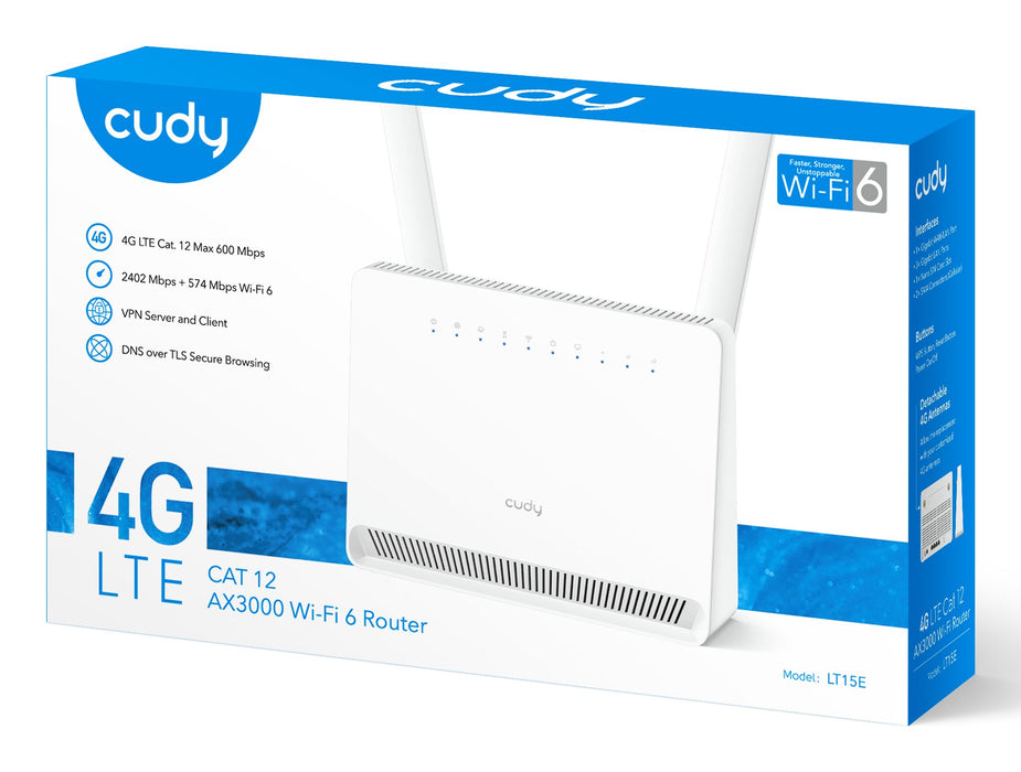 EAN 6971690793043 - Cudy LT15E router inalámbrico Gigabit Ethernet Doble banda (2,4 GHz / 5 GHz) 4G Blanco imagen 5