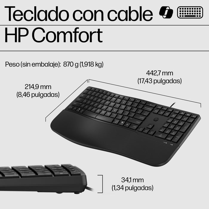 EAN 0197498232584 - HP 480 Comfort Wired Keyboard teclado Hogar USB Negro imagen 3
