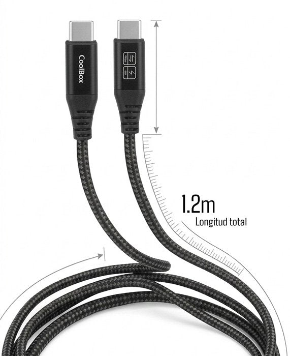 EAN 8436556141577 - CoolBox COO-CAB-UC-60W cable USB USB 3.2 Gen 2 (3.1 Gen 2) 1,2 m USB C Negro, Plata imagen 3