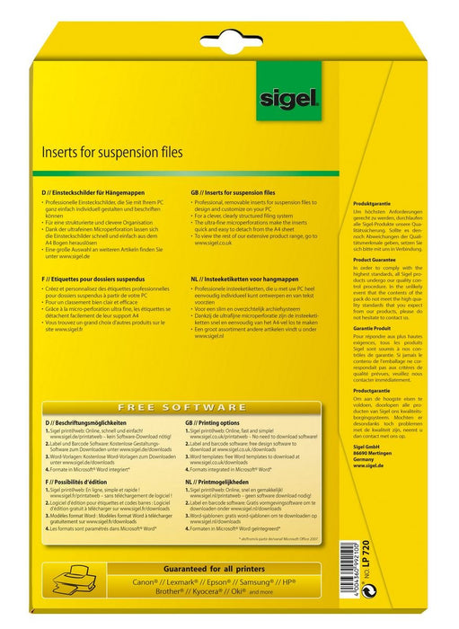 EAN 4004360992100 - Sigel LP720 etiqueta sin adhesivo 156 pieza(s) Blanco Rectángulo imagen 4