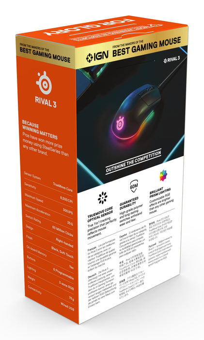 EAN 5707119039833 - Steelseries Rival 3 ratón Juego mano derecha USB tipo A Óptico 8500 DPI imagen 18