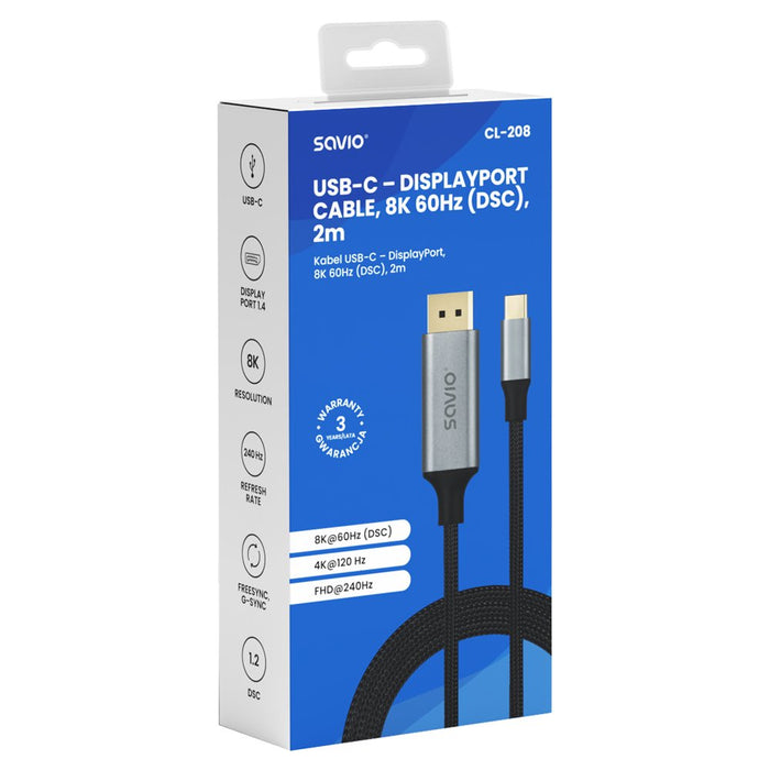 EAN 5902768707946 - Savio CL-208 cable USB USB 3.2 Gen 1 (3.1 Gen 1) 2 m USB C Negro, Gris imagen 4