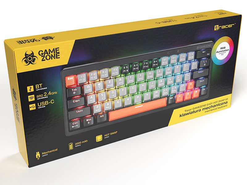 EAN 5907512871850 - Tracer TRAKLA47297 teclado Juego USB + RF Wireless + Bluetooth QWERTY Inglés Gris imagen 6