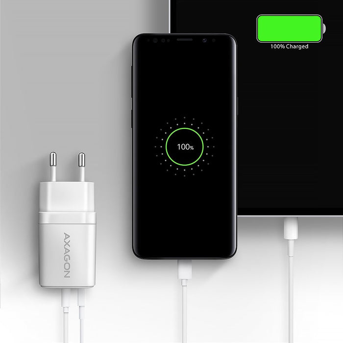 EAN 8595247907110 - Axagon ACU-PQ30W Ladegerät QC3.0.4.0/AFC/FCP/PPS/Apple+ PD USB-C 30W - weiß - USB Typ C Teléfono móvil, S imagen 6
