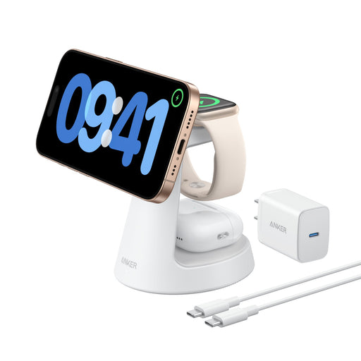 EAN 0194644206772 - Anker MagGo Auriculares, Smartphone, Reloj inteligente Blanco USB Cargador inalámbrico Carga rápida Inter imagen 2