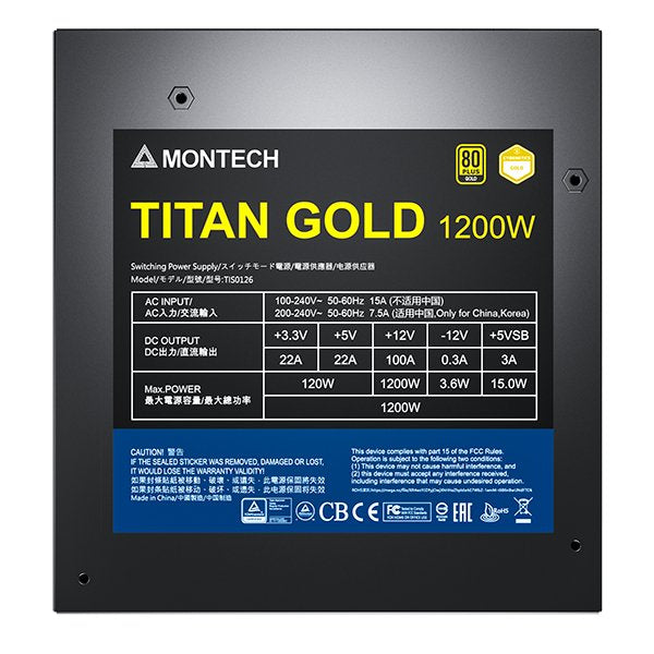 EAN 4710562749540 - Montech TITAN GOLD 1200W unidad de fuente de alimentación 20+4 pin ATX ATX Negro imagen 7
