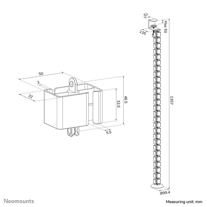 EAN 8721246340119 - Neomounts ADS06-131WH organizador de cables Escritorio Guía para cables Blanco 1 pieza(s) imagen 11