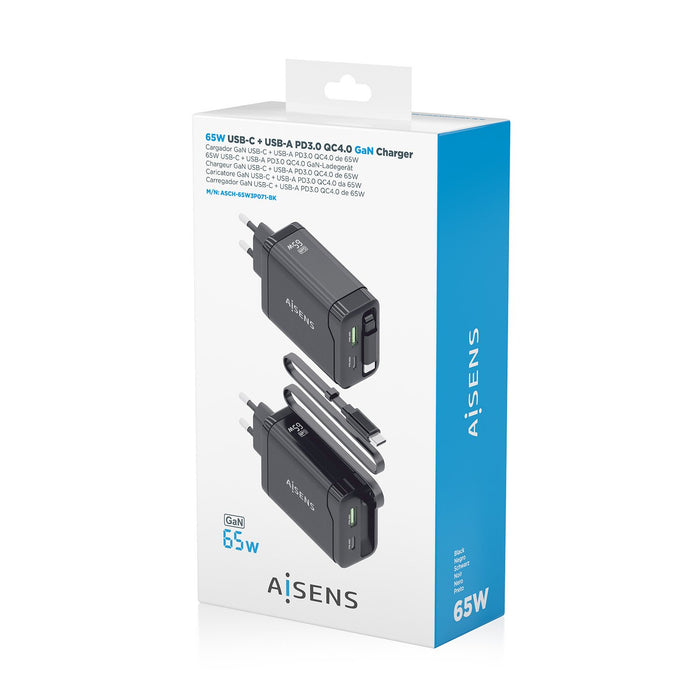 EAN 8435739903933 - AISENS ASCH-65W3P071-BK cargador de dispositivo móvil Cámara digital, GPS, Teléfono móvil, Portátil, Smar imagen 7