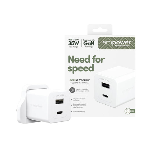 EAN 5715685027567 - PanzerGlass empower™ by ® Turbo 35W Charger incl. USB-C + USB-A | UK Plug| Silver White Blanco imagen 2