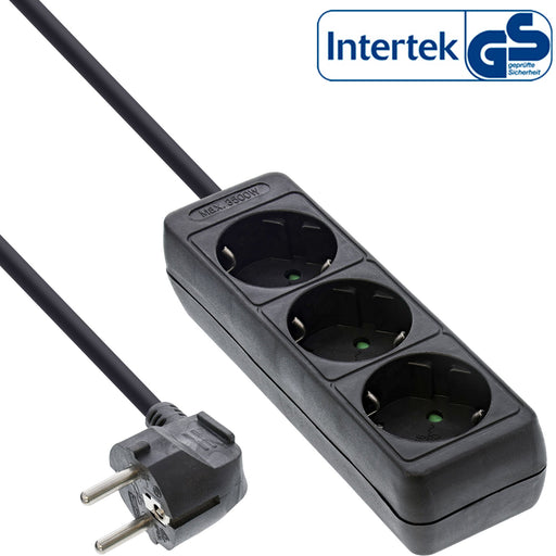 EAN 4043718168682 - InLine 16431 base múltiple 1,5 m 3 salidas AC Negro imagen 1