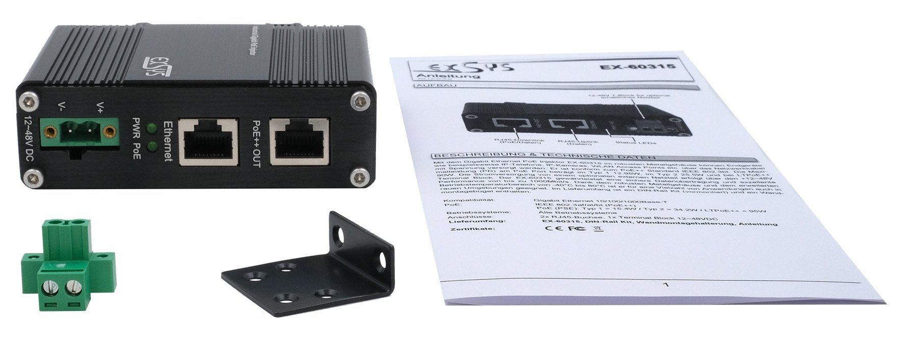 EAN 4718359603150 - EXSYS EX-60315 adaptador e inyector de PoE Gigabit Ethernet imagen 5