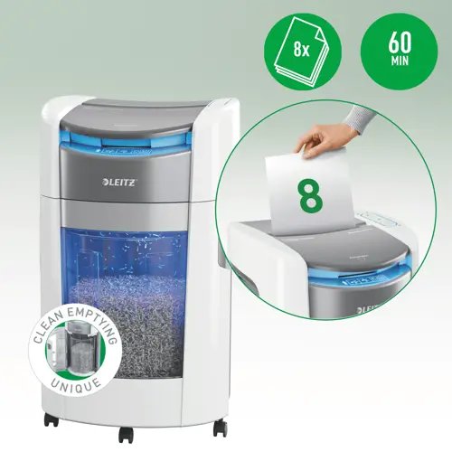 EAN 4002432143306 - Leitz IQ OptiMax Autofeed Office 300 P5 triturador de papel Microcorte 55 dB 22,5 cm Blanco imagen 7