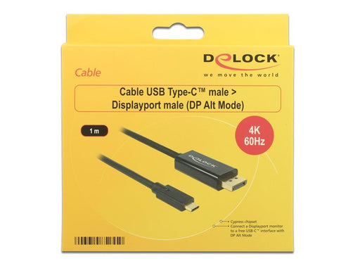 EAN 4043619852550 - DeLOCK 85255 adaptador de cable de vídeo 1 m USB Tipo C DisplayPort Negro imagen 2