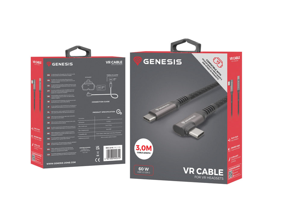 EAN 5901969445312 - GENESIS NVC-2218 cable USB USB 3.2 Gen 2 (3.1 Gen 2) 3 m USB C Negro, Gris imagen 7