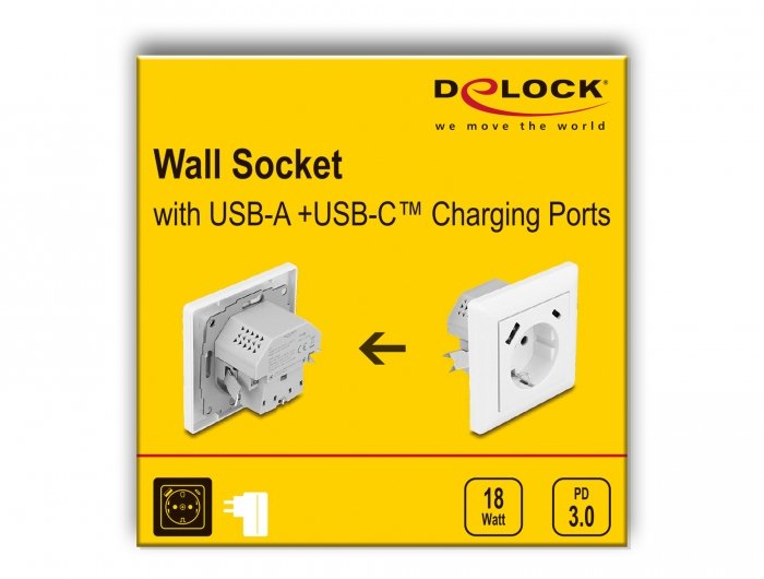EAN 4043619114993 - DeLOCK 11499 toma de corriente Type F + USB A + USB C Blanco imagen 3