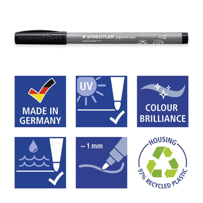EAN 4007817099414 - Staedtler Pigment Arts Intensiv Pen rotulador Negro 2 pieza(s) imagen 5