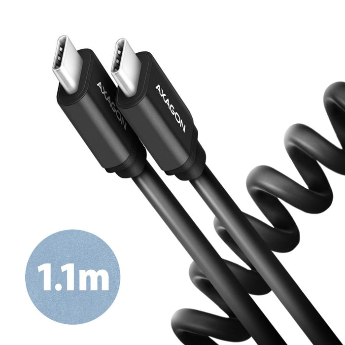 EAN 8595247906236 - Axagon Data and charging USB 2.0 cable 1.1 m long. PD 60W, 3A. Black twisted. cable USB 1,1 m USB C Negro imagen 1
