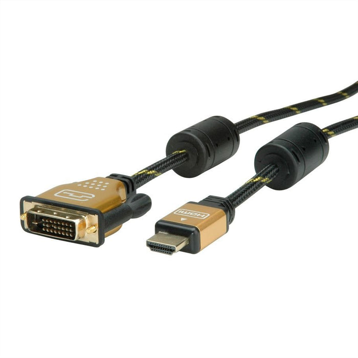 EAN 7611990145768 - ROLINE 11.04.5894 adaptador de cable de vídeo 7,5 m HDMI DVI Negro, Oro imagen 2