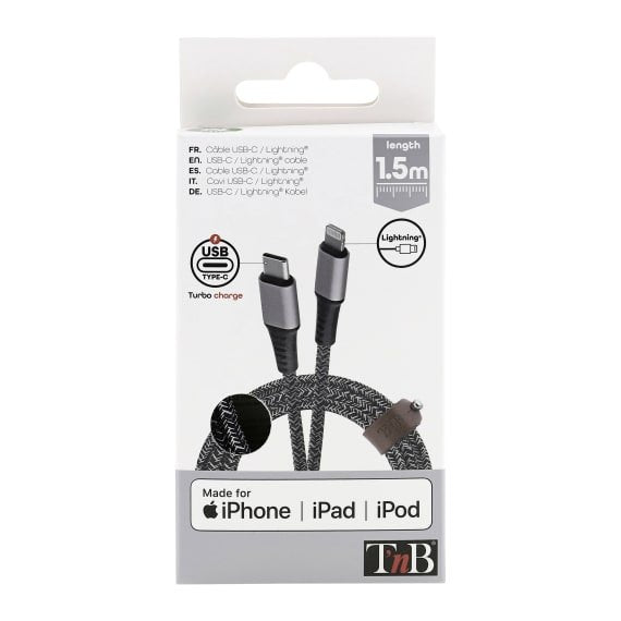 EAN 3303170111284 - T'nB CBLTCLTD cable de conector Lightning 1,5 m Negro, Gris imagen 7