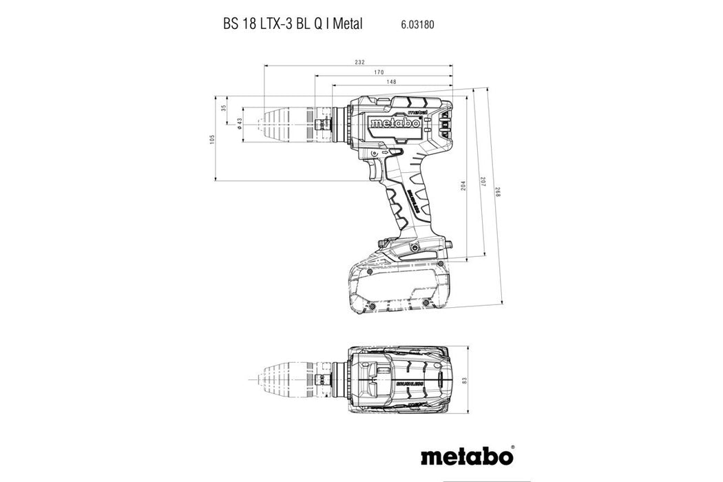 EAN 4061792211650 - Metabo BS 18 LTX-3 BL Q I Metal 4000 RPM 3 kg Negro, Verde, Rojo imagen 12