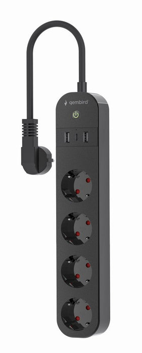 EAN 8716309128407 - Gembird TSL-PS-S4U-01 regleta inteligente 4 salidas AC Tipo E 1,5 m 3 3680 W Negro imagen 2
