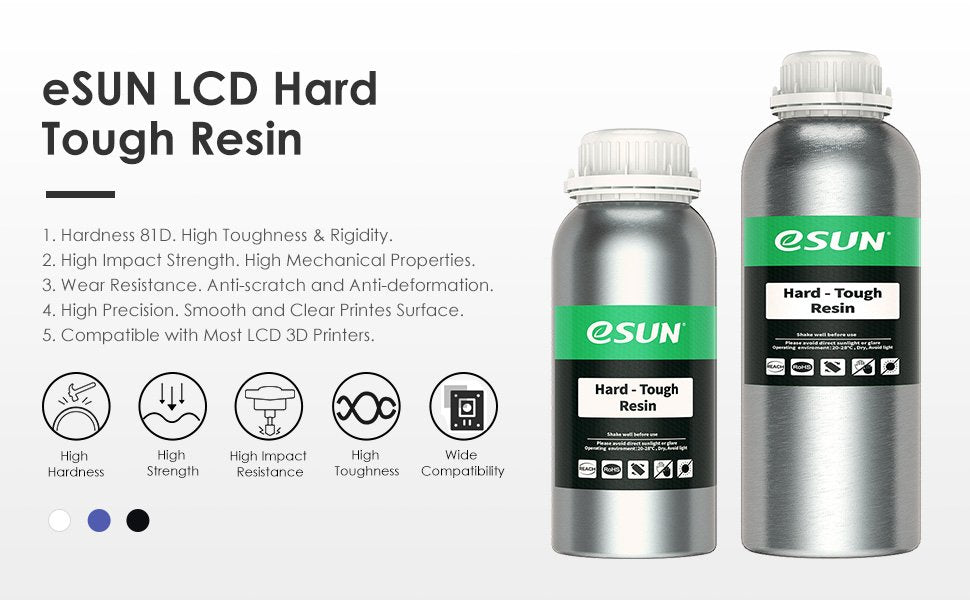 EAN 6922572279117 - eSUN UV/LCD Hard Tough Grey 1kg 3D Resin 405nm imagen 2