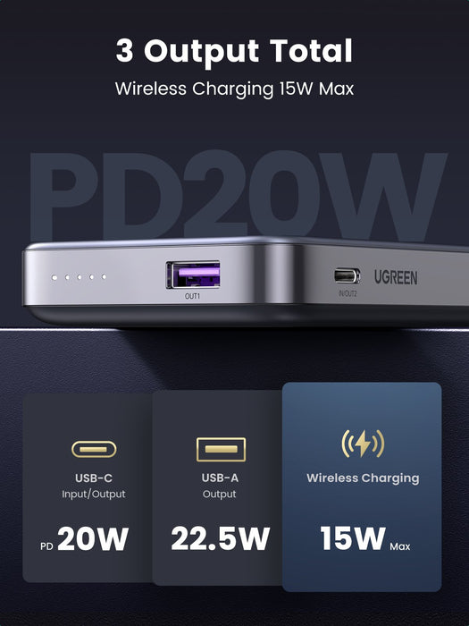 EAN 6941876210862 - Ugreen 10000mAh Mini Powerbank Wireless 20W with MagSafe grey imagen 9