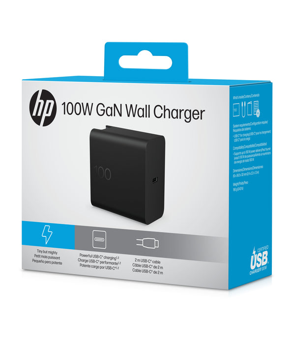 EAN 0199764412355 - HP 100W GaN Wall Charger adaptador e inversor de corriente Interior Negro imagen 12