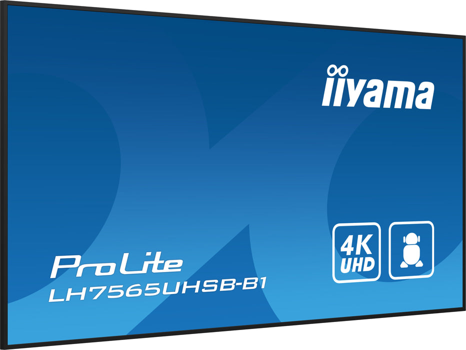 EAN 4948570123599 - iiyama LH7565UHSB-B1 pantalla de señalización Diseño de quiosco 189,2 cm (74.5") LED Wifi 800 cd / m² 4K  imagen 6