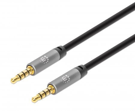 EAN 766623356015 - Manhattan 356015 cable de audio 5 m 3,5mm Negro, Plata imagen 1