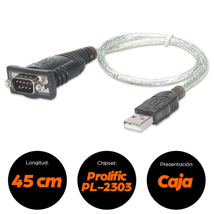 EAN 0766623205146 - Manhattan 205146 cable de serie Negro, Transparente 0,45 m USB tipo A D-Sub (DB-9) imagen 8